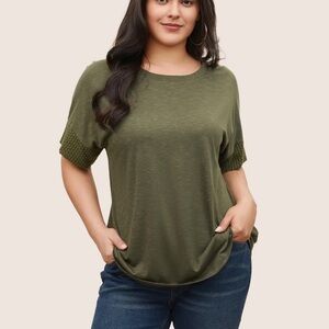 BloomChic Plus Size 2XL Solid Lace Insert Batwing Sleeve T-shirt us18-20